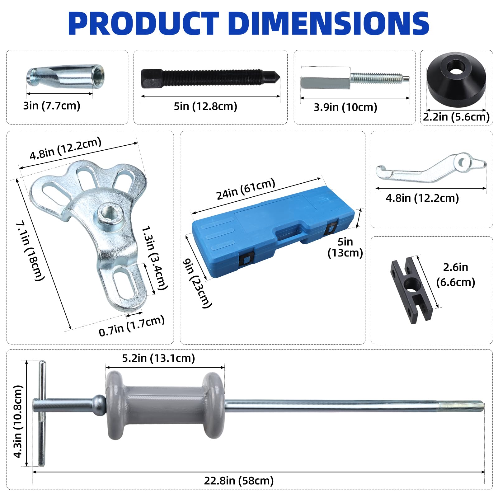 BOOMSTART 16 Pezzi Scorrevole Martello Dent Mozzo & Cuscinetto Estrattore Kit 2/3 Mascella Esterna Interna Auto Camion Estrattore Set