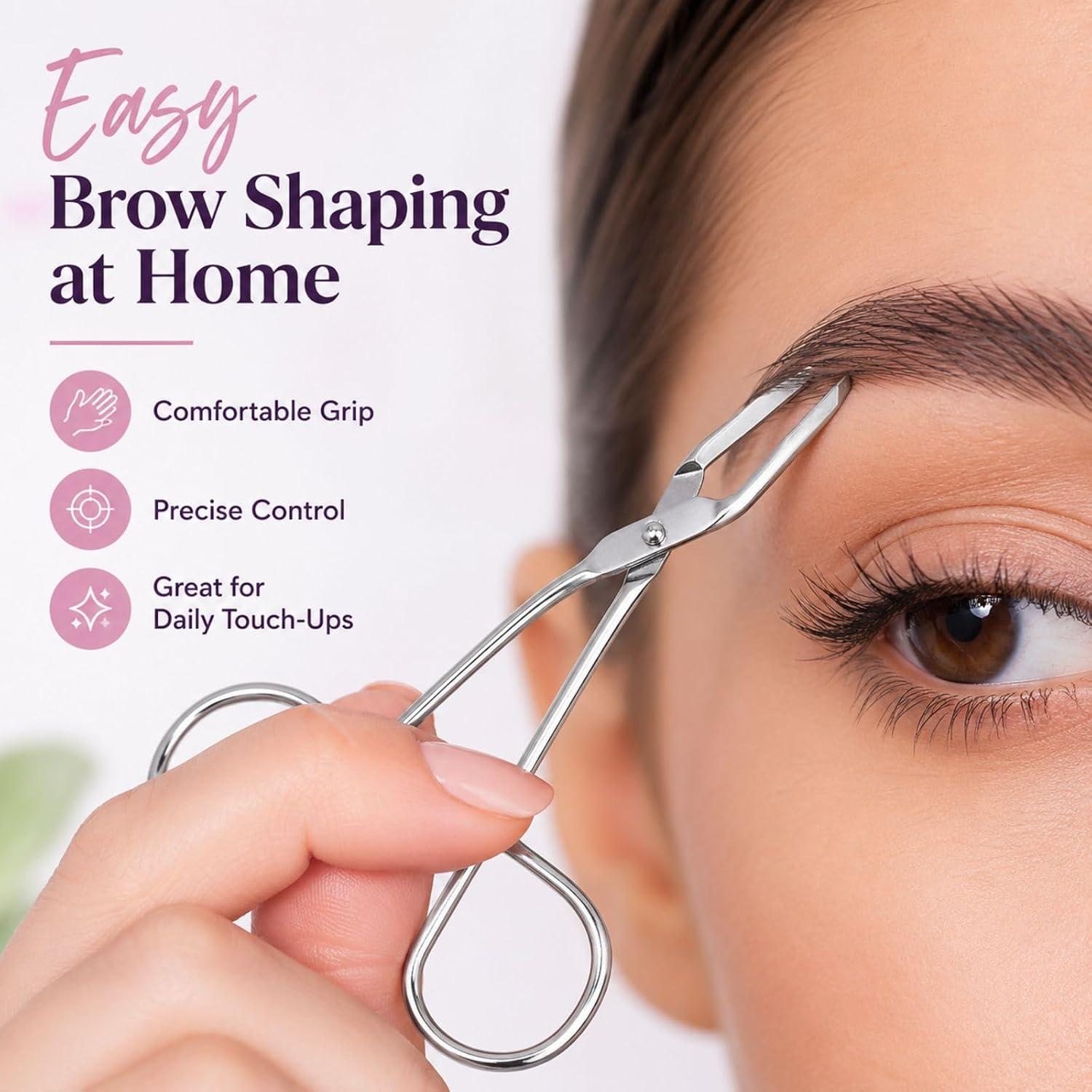 Silver Eyebrow Tweezers Scissor Shaped Elbow Pliers Flat Tip