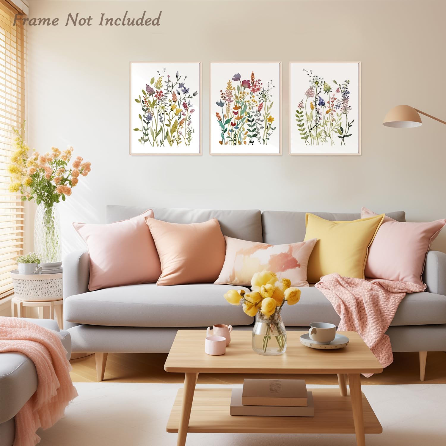 JINYO 4 Stampe Floreali Boho Vintage 20x25 Cm – Poster Fiori Selvatici Per Arredo Parete, Senza Cornice