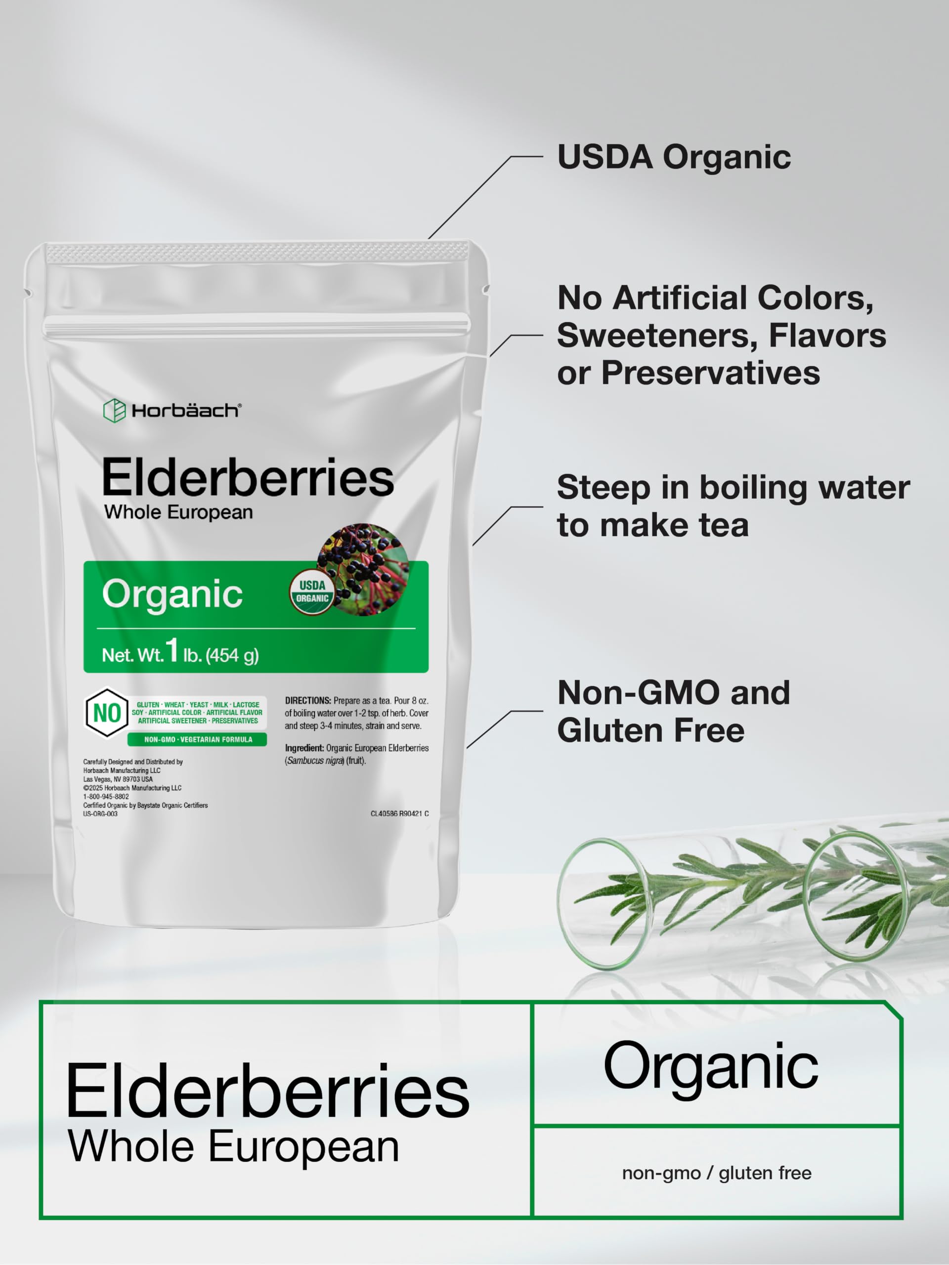 Horbaach Organic Dried Elderberries | 1lb Bulk — Amazon image 2