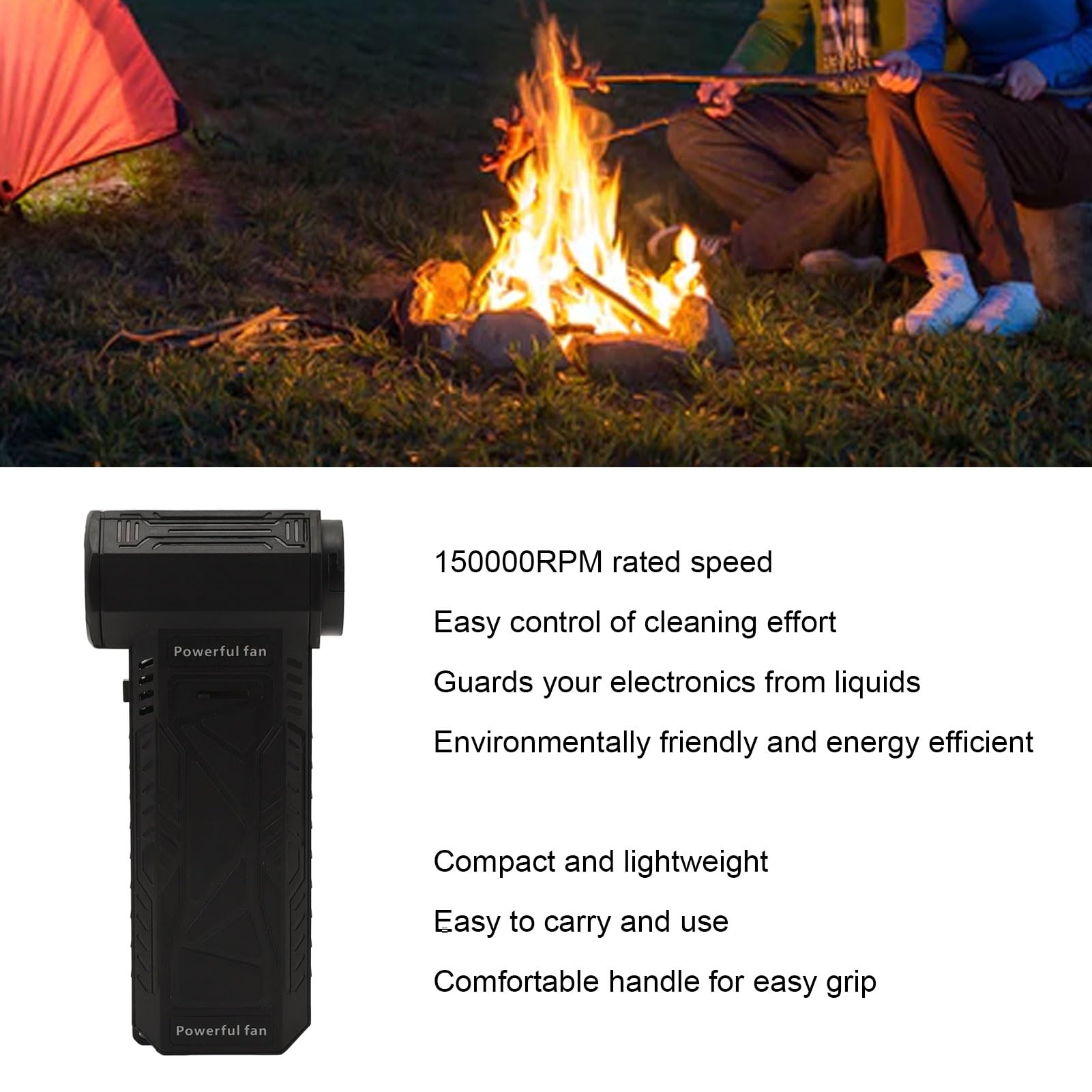 Spolverino Elettrico 150000 Giri/min Ad Alta velocità, Ventilatore a Getto Portatile Ricaricabile, Batteria da 8000 MAh Soffiatore a Turbina Portatile (Nera)