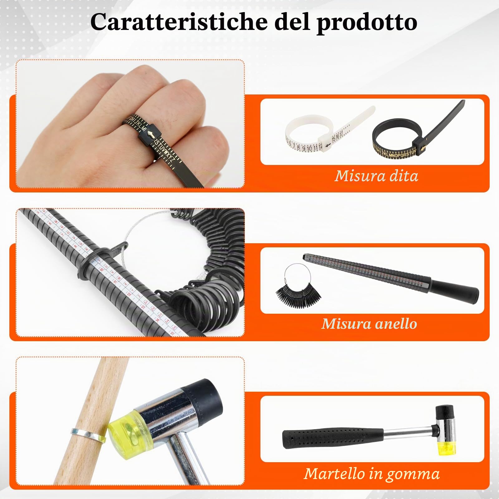 JAOGAUS Kit di strumenti per la piegatura degli anelli per la creazione di gioielli, macchina piegatrice per anelli, set completo da 27 pezzi con fustelle in nylon/metallo, mandrini, martello