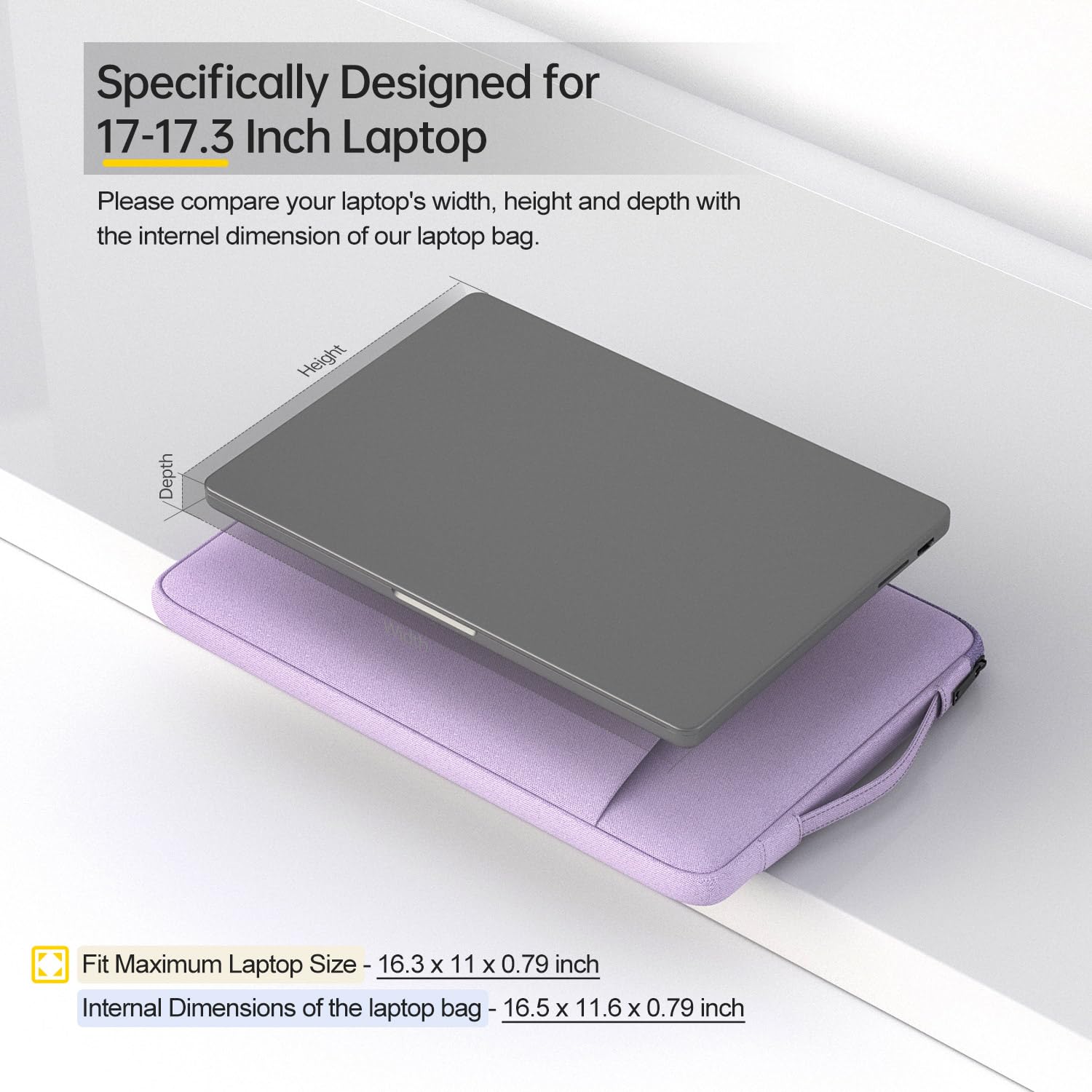 17 17.3 inch Laptop Bag for Women, Computer Sleeve Case Compatible with HP Pavilion 17/ Envy 17/ Dell/Lenovo IdeaPad/LG Gram/MSI/ASUS Notebook/Razer Blade Pro 17, Purple