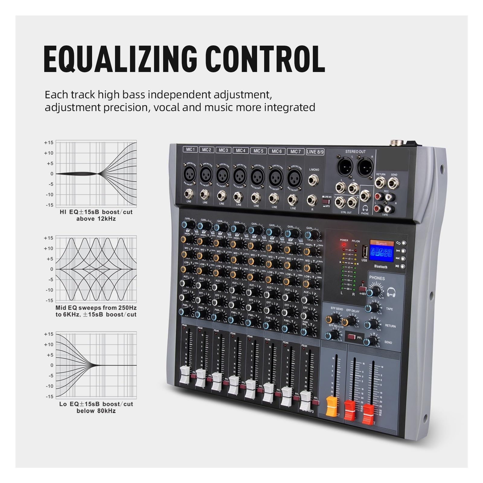 Console De Mixage Audio For DJ, Série CT, Connexion Bluetooth, Adaptée Aux Studios D'enregistrement, Bars Et Répétitions(12 black)