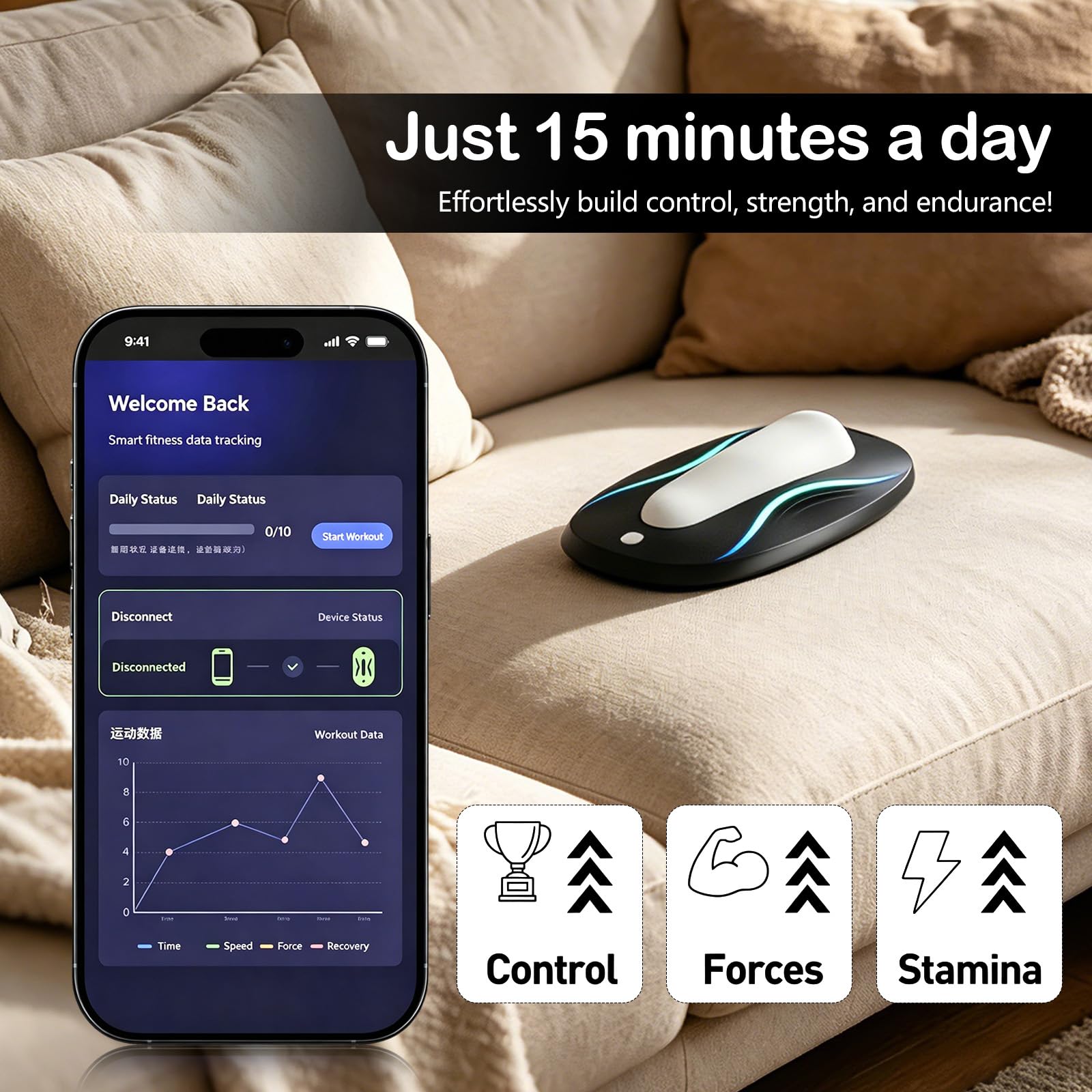 Dispositivo elettrico per allenamento del pavimento pelvico per donne e uomini, versione controllata da app, 3 modalità di allenamento, per supporto al controllo della vescica e alla riabilitazione