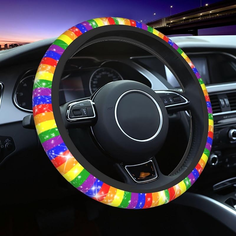 Capa para Volante Rainbow Gay em Poliéster, para Volantes de 35,6 a 38,1 cm, Generic