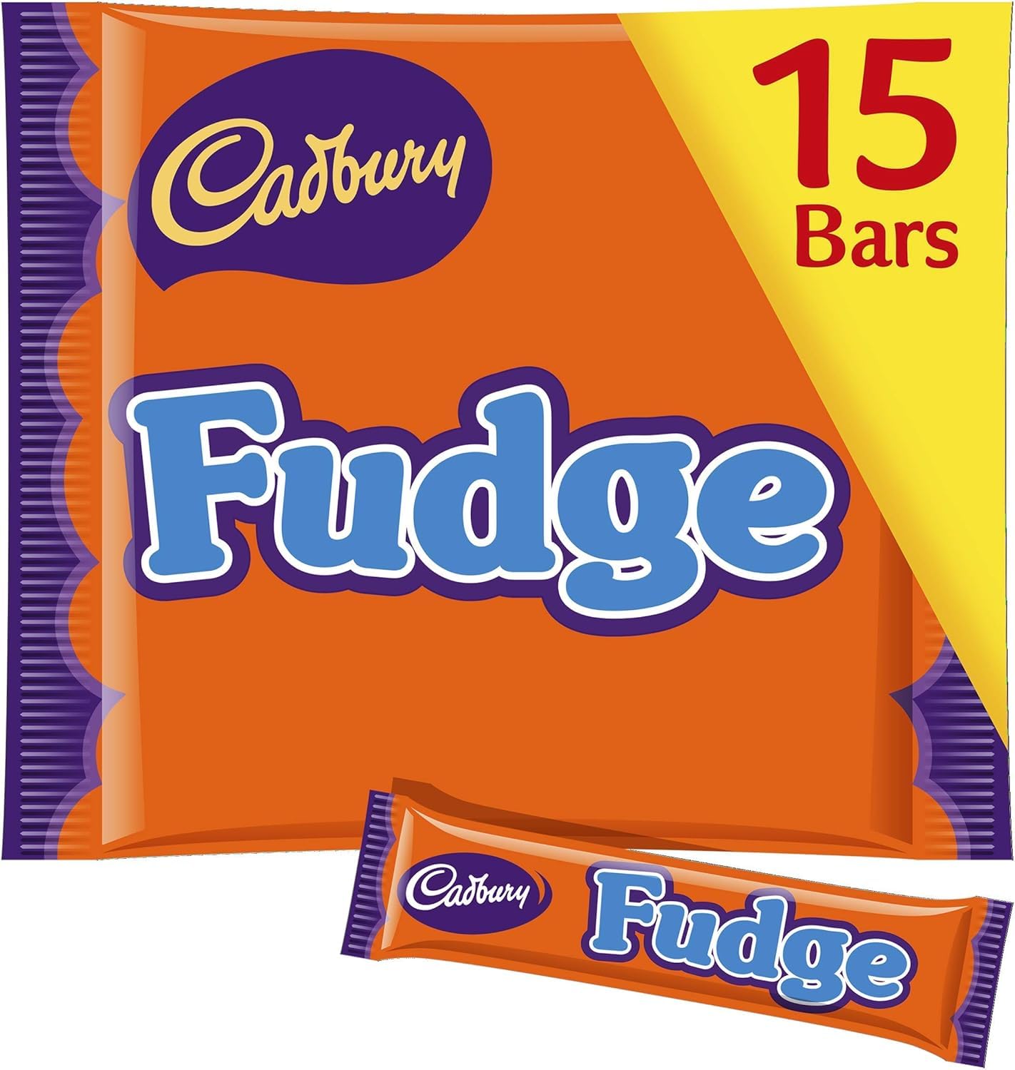 Cadbury Fudge Treatsize Chocolate 15 Bar Multipack, Rich Chocolate and Creamy Fudge, Perfect for Trick or Treat Gifts or Halloween Party, 202g (Pack of 1)