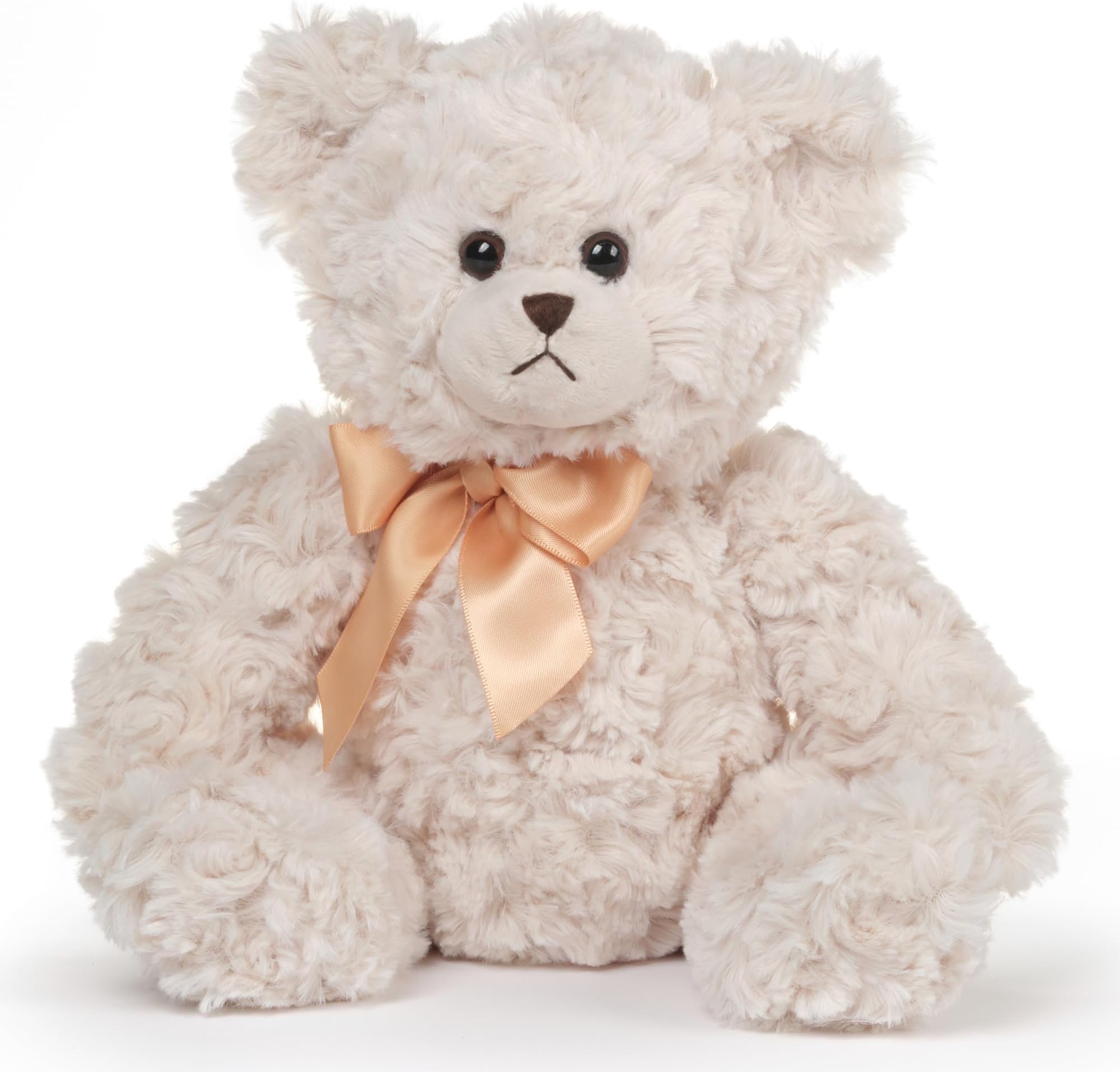 Bearington Lil' Huggles Creamy White Teddy Bear Stuffed Animal Toy - 10" Soft-Fur Teddy Bear Plushies with Satin Bow - Cuddly Stuffed Bears Plush Gift for Birthday, Anniversary, Holiday or Graduation