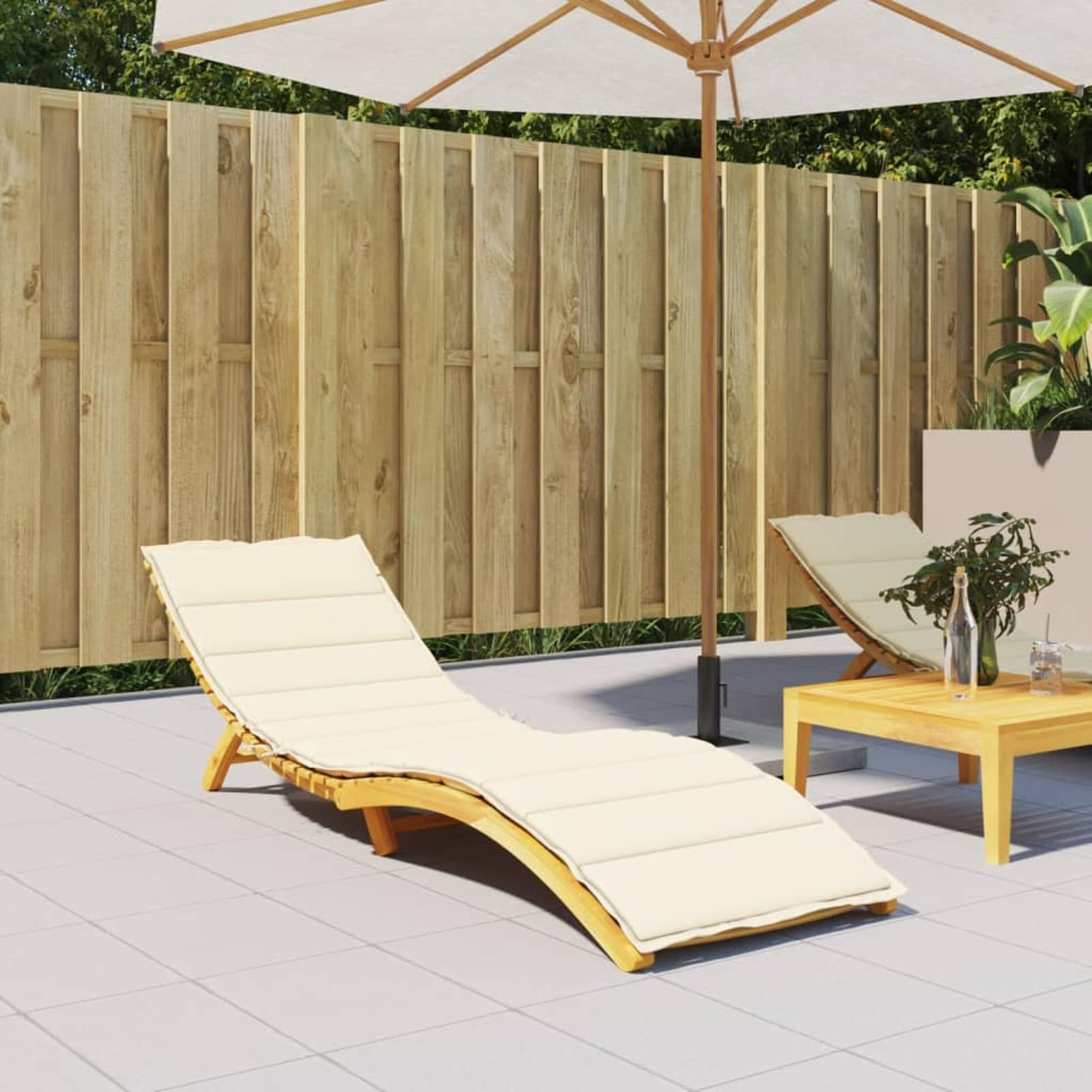 ZEYUAN Cojín de Tumbona de Tela Oxford Crema 200x70x3 cm, Cojin Tumbona Exterior, Colchonetas para Tumbonas, Colchoneta Hamaca, Cojín De Silla De Hamaca, Colchón para Tumbona