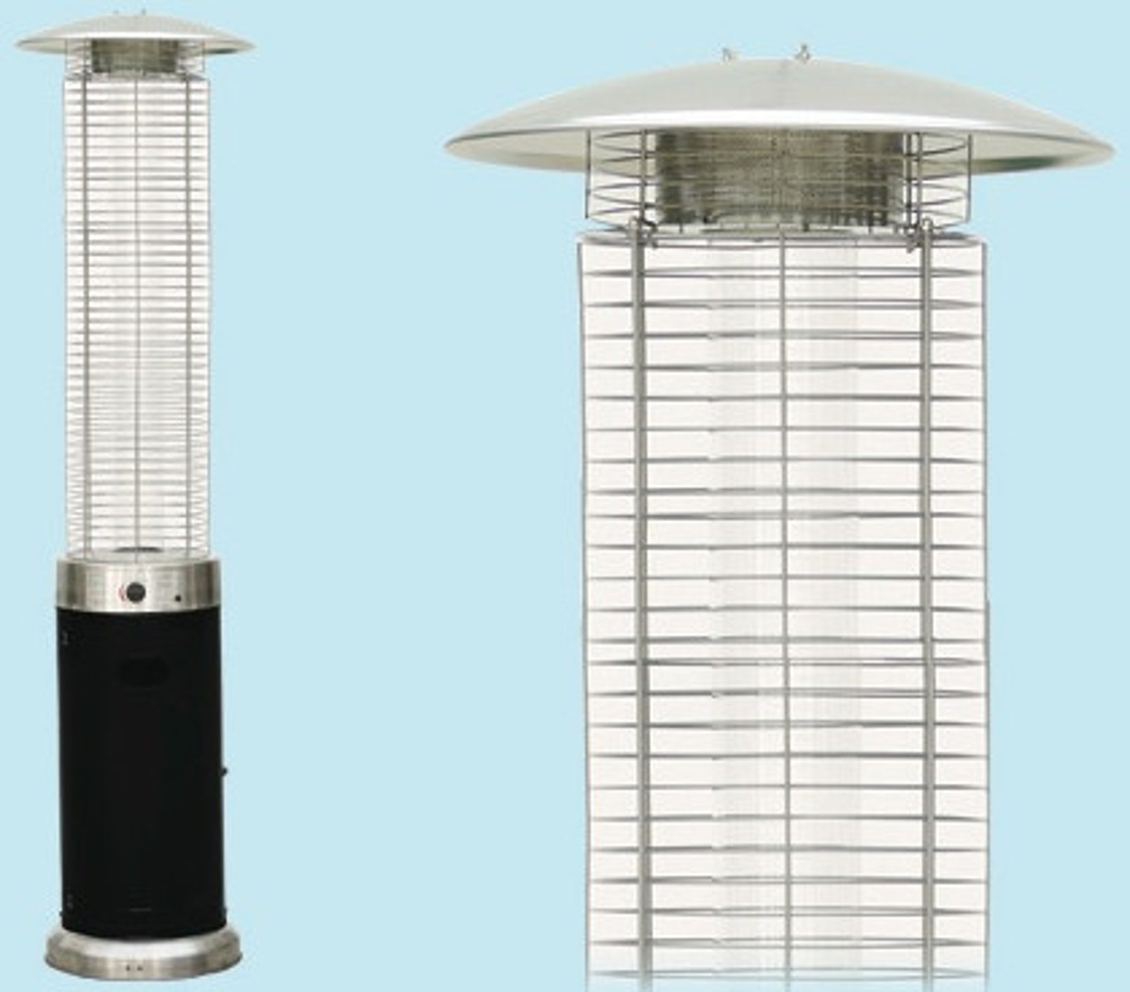 NIKLAS 'Stufa Aerea Piramide Fungo a Gas Fuoco Vivo 13 Kw Acciaio mq25 termopatio
