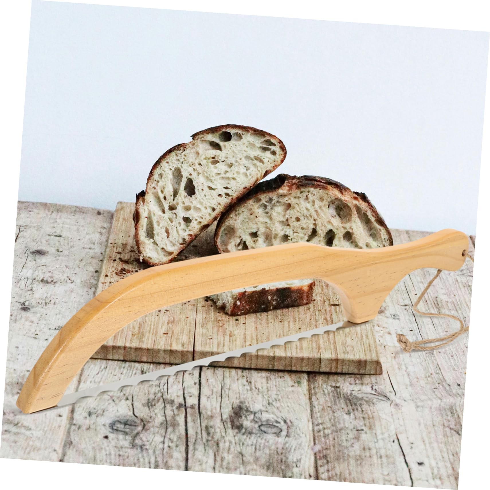 Garneck Bread Slicer Knife Serrated Blade Wooden Handle Stainless Steel for Sourdough Homemade Bread