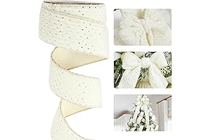 HUIHUANG White Faux Fur Christmas Ribbon