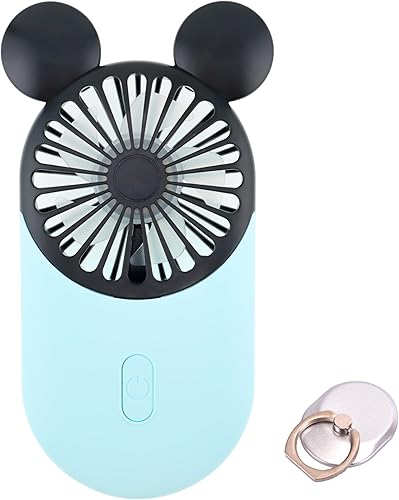 Miniatura 11 de Lindo ventilador USB de mano, ventilador portátil recargable, 3 velocidades ajustables y accesorios de vestir, tamaño de bolsillo para actividades