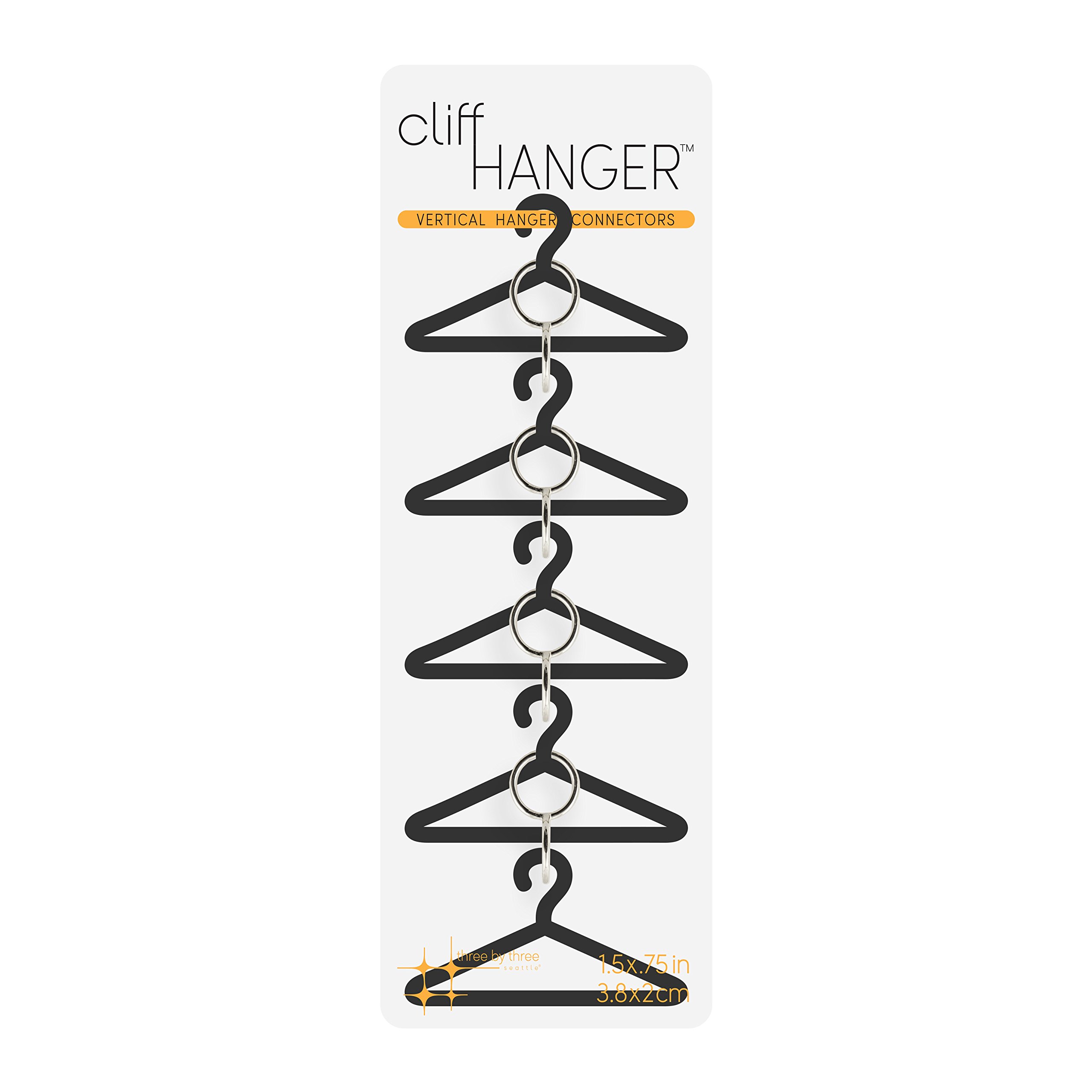 Three by Three Seattle Maximize Closet Space with Cliffhanger Vertical Hanger Connectors: Set of 4 for Universal Use