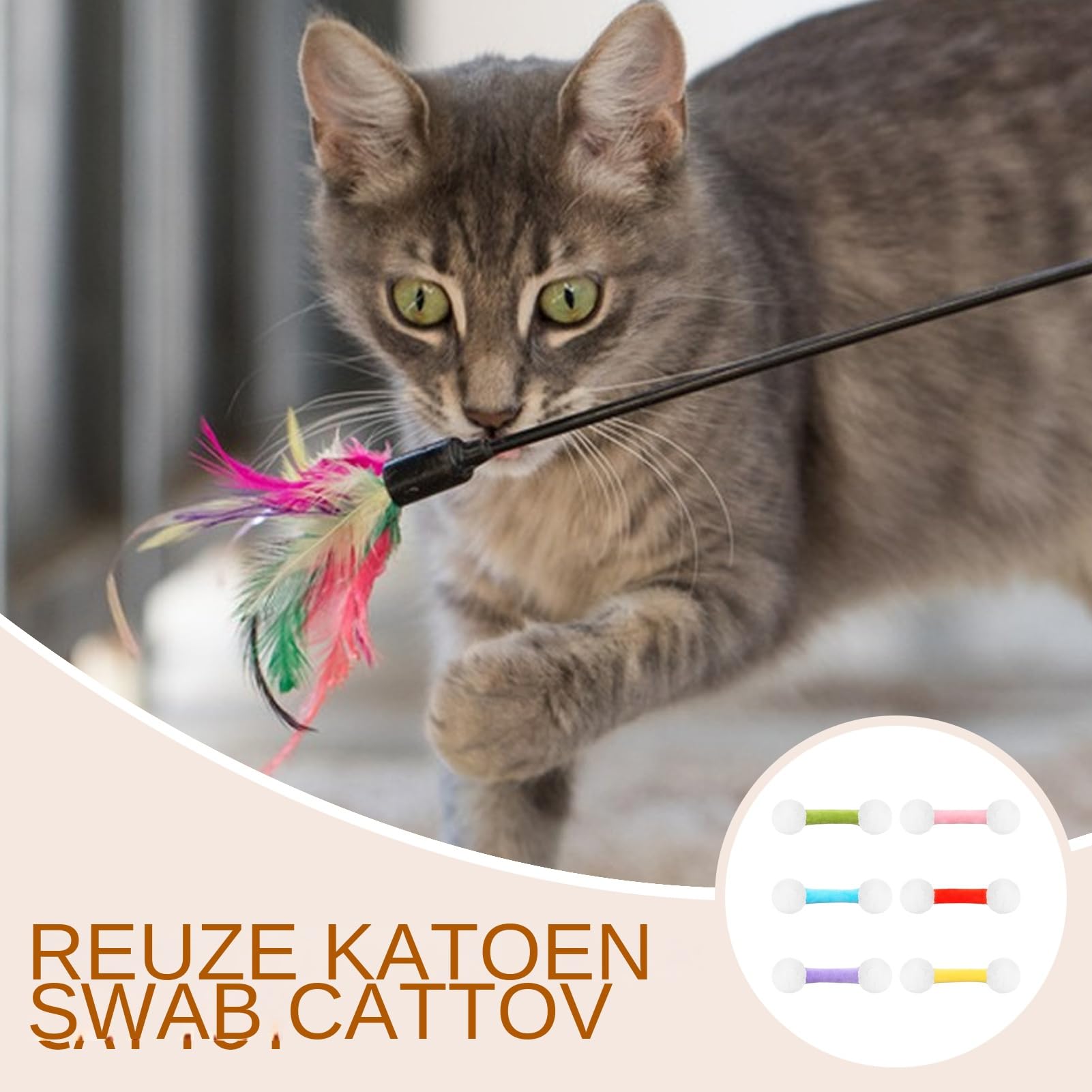 Anneaux de Dentition pour Chaton - Cotons-tiges Jouet pour Chat avec Cataire - Anneau de Dentition d' à Chat Résistant aux Morsures pour Mâcher et Développer Les Dents en Extérieur et en