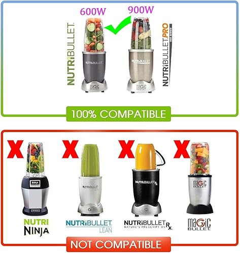 Miniatura 2 de [Actualización] Vasos de licuadora de repuesto de 32 onzas y parte de cuchilla compatible con licuadora NutriBullet de 600 W/900 W (7 piezas)