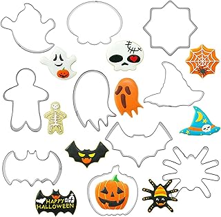 DriSubt Emporte Piece Halloween, 10PCS Moule à Biscuits en Acier Inoxydable Outils de Cuisson en Acier pour Gâteau, Cookie, Fondant, Pâtisserie, Halloween Formes Divers Biscuits de Fête