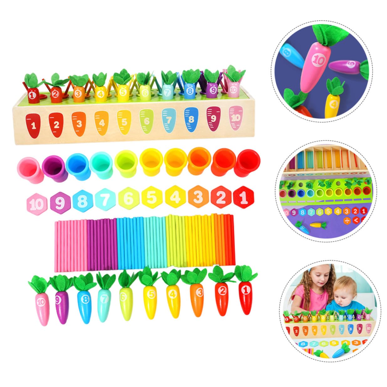 SUPVOX Juguete de Aprendizaje Interactivo de Madera 1 Set, Zanahoria