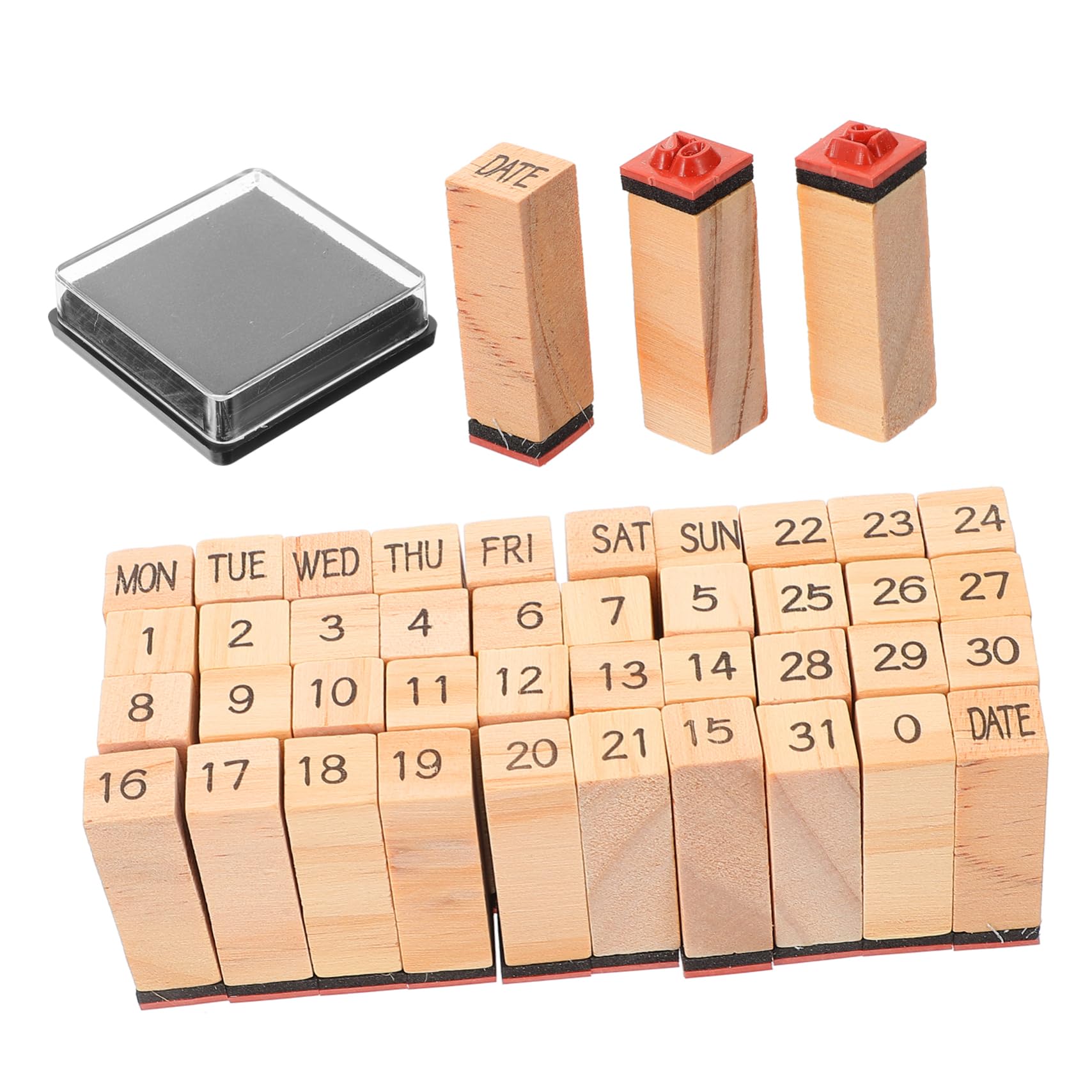 HOMSFOU 5 Sätze Handbuchsiegel -Set Basteln Klarsichtstempel für die Kartenherstellung Name Woche fällig Brief Holzmarken Sammelalbumstempel Zubehör für Sammelalben hölzern