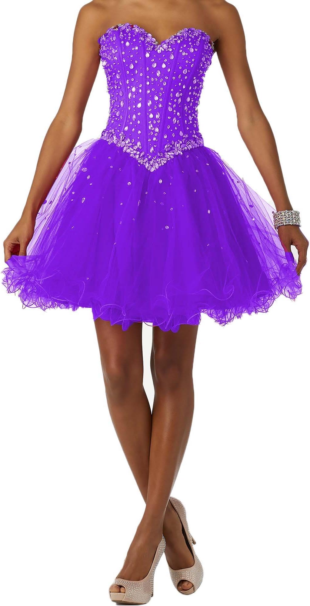 Beaded Tulle Homecoming Dresses 2018 Short Sweetheart Graduation Prom Gowns