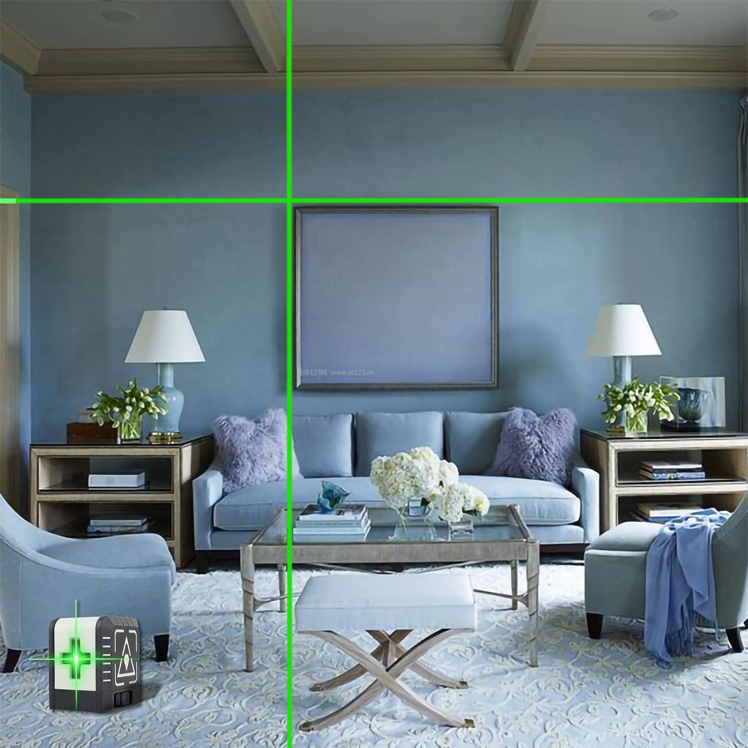 Niveau laser, niveau laser XRCLIF auto-nivelant croix, niveau à bulle laser vert avec base magnétique flexible, 2 lignes IP54 horizontal/vertical, vert (2 piles et pochette incluse)
