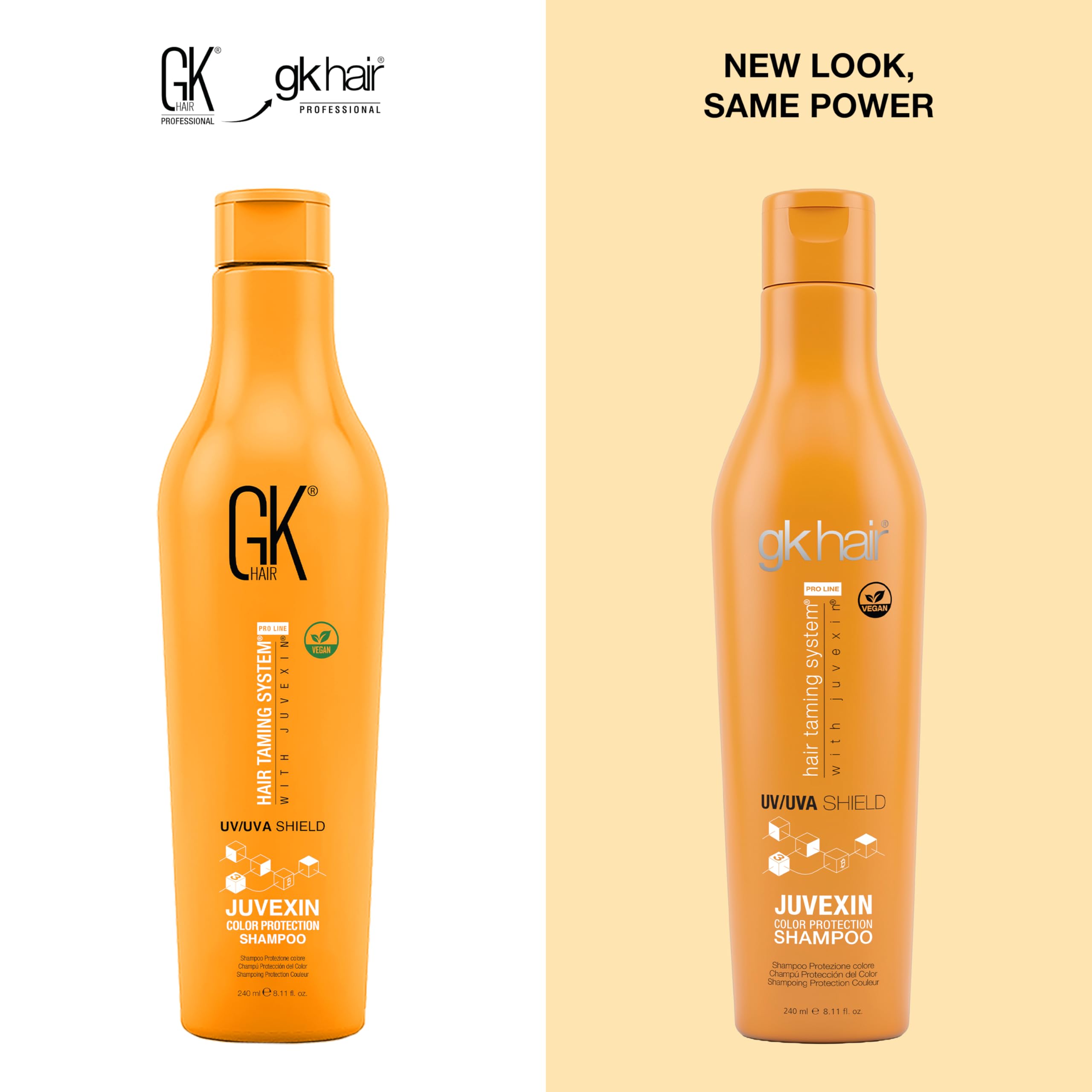 GK HAIR Global Keratin UV Color Shield Shampoo Limpieza profunda y protección contra el calor solar para cabello seco tratado encrespado sin sulfatos ni parabenos, tratamiento hidratante para rizados