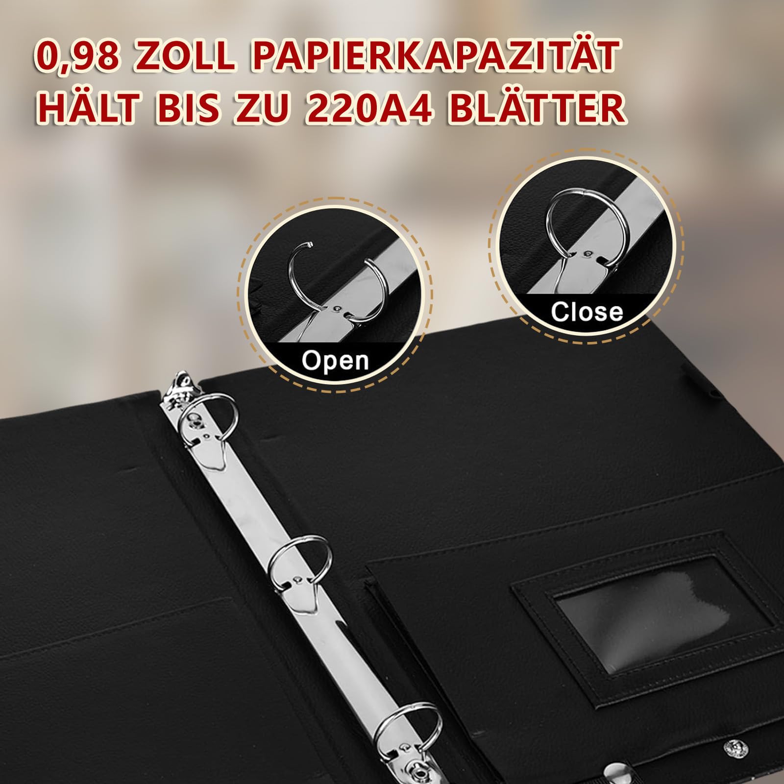 Carpeta para partituras A4 Coro Negro para cantantes con bolsillo interior y correa de mano de lujo a negro para partituras, carpeta para partituras A4 elastina – correa, función impermeable