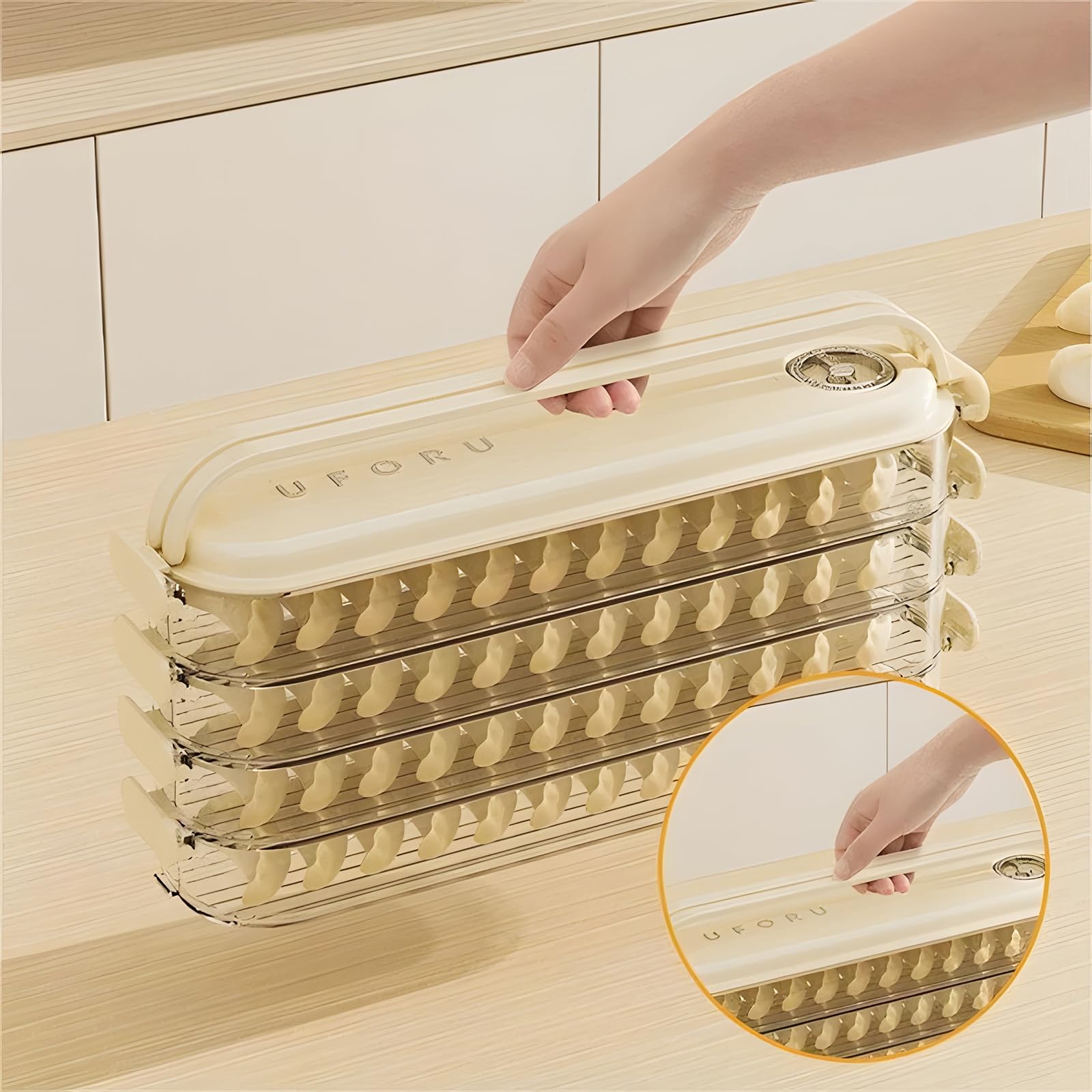 Atlodas Cajas de almacenamiento para nevera con tapas, caja de albóndigas, organizador de refrigerador, almacenamiento apilable con tapas, contenedor portátil de almacenamiento de alimentos de