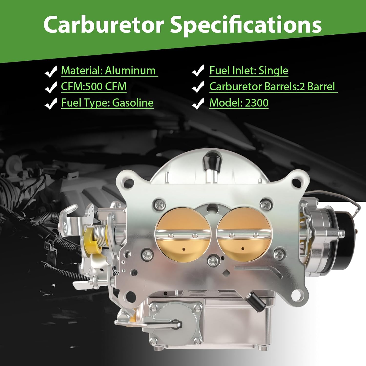 500 CFM 2-Barrel Marine Carburetor with Electric Choke, Replaces for Holley 2300 0-80402-2, 2 BBL Marine Carb Gas, Compatible with Holley 0-80402-2 500 CFM