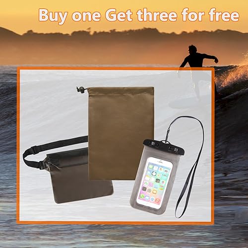 Miniatura 5 de Mochila Dry Bag de 20 L, impermeable, con bolsa para la cintura y funda para teléfono, bolsa seca para kayak, playa, rafting, canotaje, senderismo,