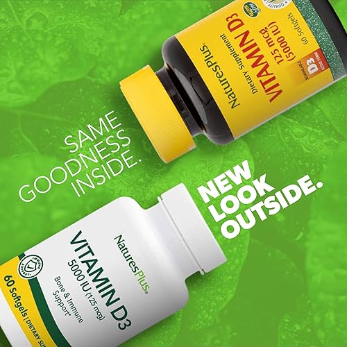 Miniatura 2 de NaturesPlus Vitamina D3 5000 UI - 60 cápsulas blandas - Fuerza ósea y apoyo inmunológico - 60 porciones