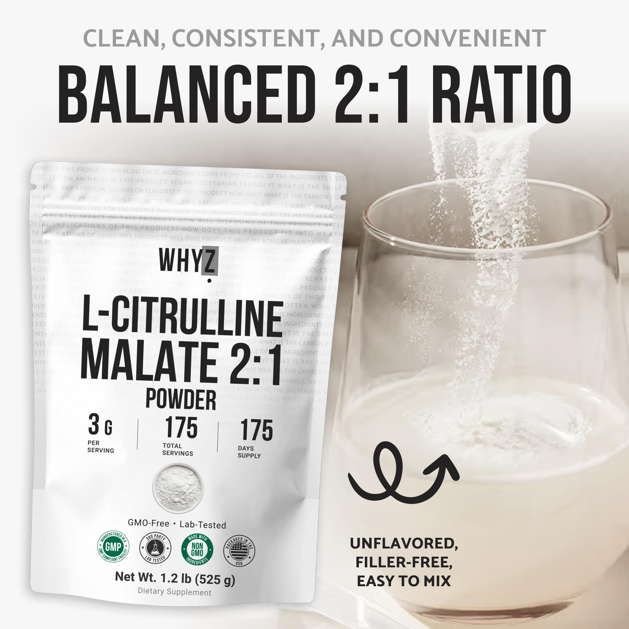 L-Citrulline Malate 2 : 1 Powder Unflavored L Citrulline Malate Nitrate-Rich Dissolves Easily Pure Amino Acid Citrulline Supplement Supports Endurance & Strength Vegan Friendly Daily Use, 1.2 lb(525g) — Amazon image 5