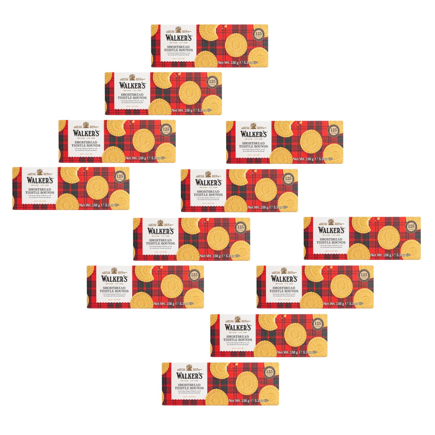 Walkers | Biscotti Rotondi Scozzesi | Biscotti Pasta Frolla Burro e Sale - 12 Astucci | Puro Burro Frollini Inglesi Tradizionali