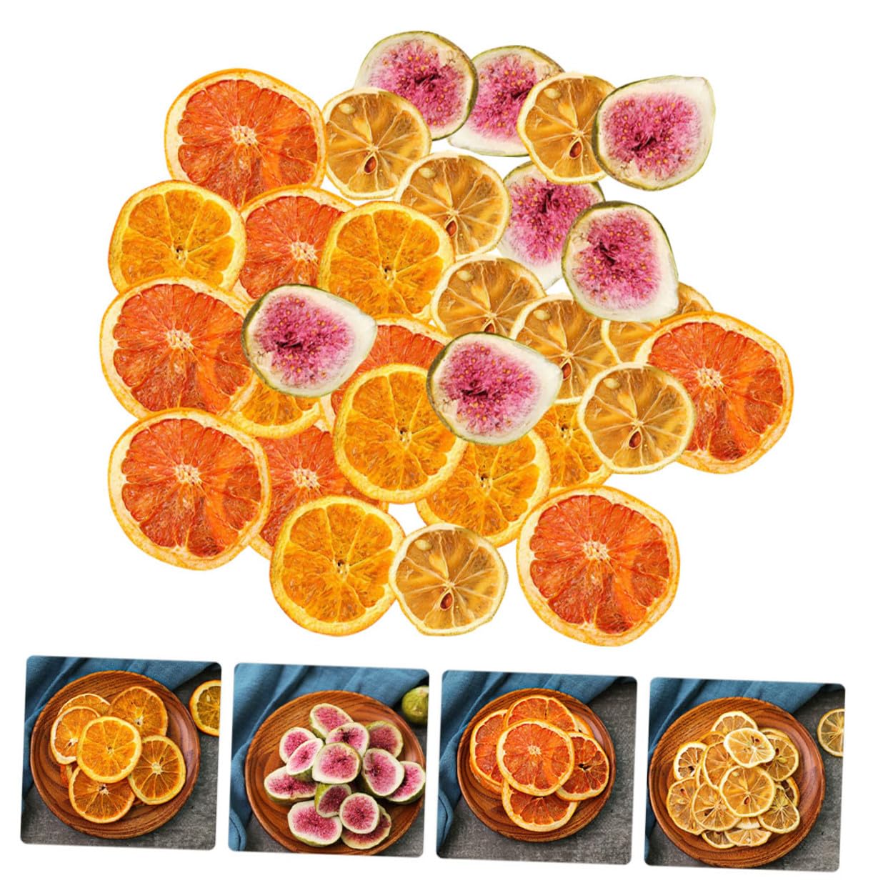 VANZACK Rodajas de Deshidratadas Naturales para Decoración de Navideñas y Pasteles Paquete de 200 G Mezcla de Limón y Pomelo Adornos Creativos para Fiestas y Manualidades DIY
