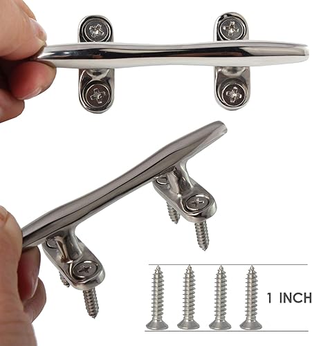 Vista 2 de Tacos de acero inoxidable, tacos de muelle, tacos de cuerda con tornillos, base abierta, tacos de barco para embarcaciones, canoa, amarre