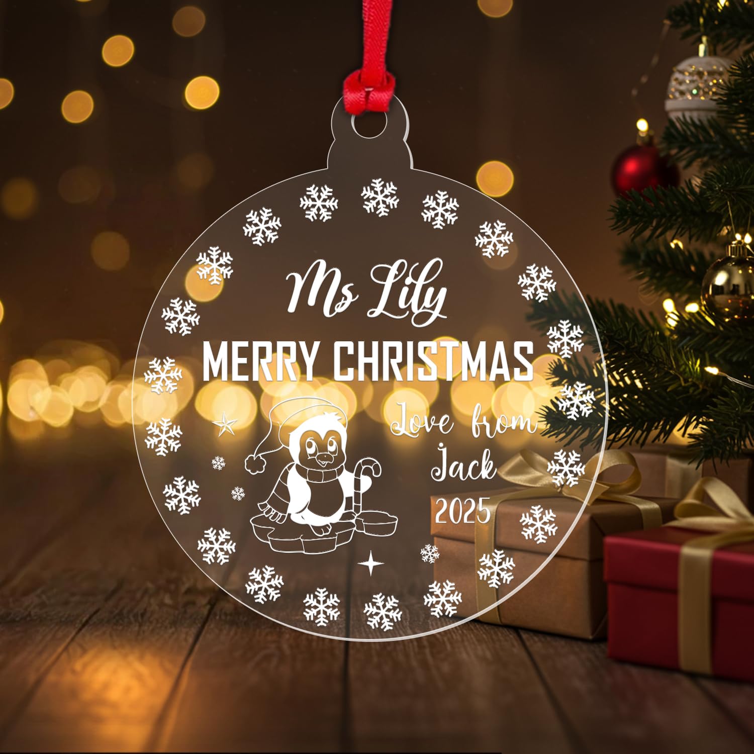 Personalised Teacher Christmas Bauble Teaching Assistant Nursery Name Xmas Gift