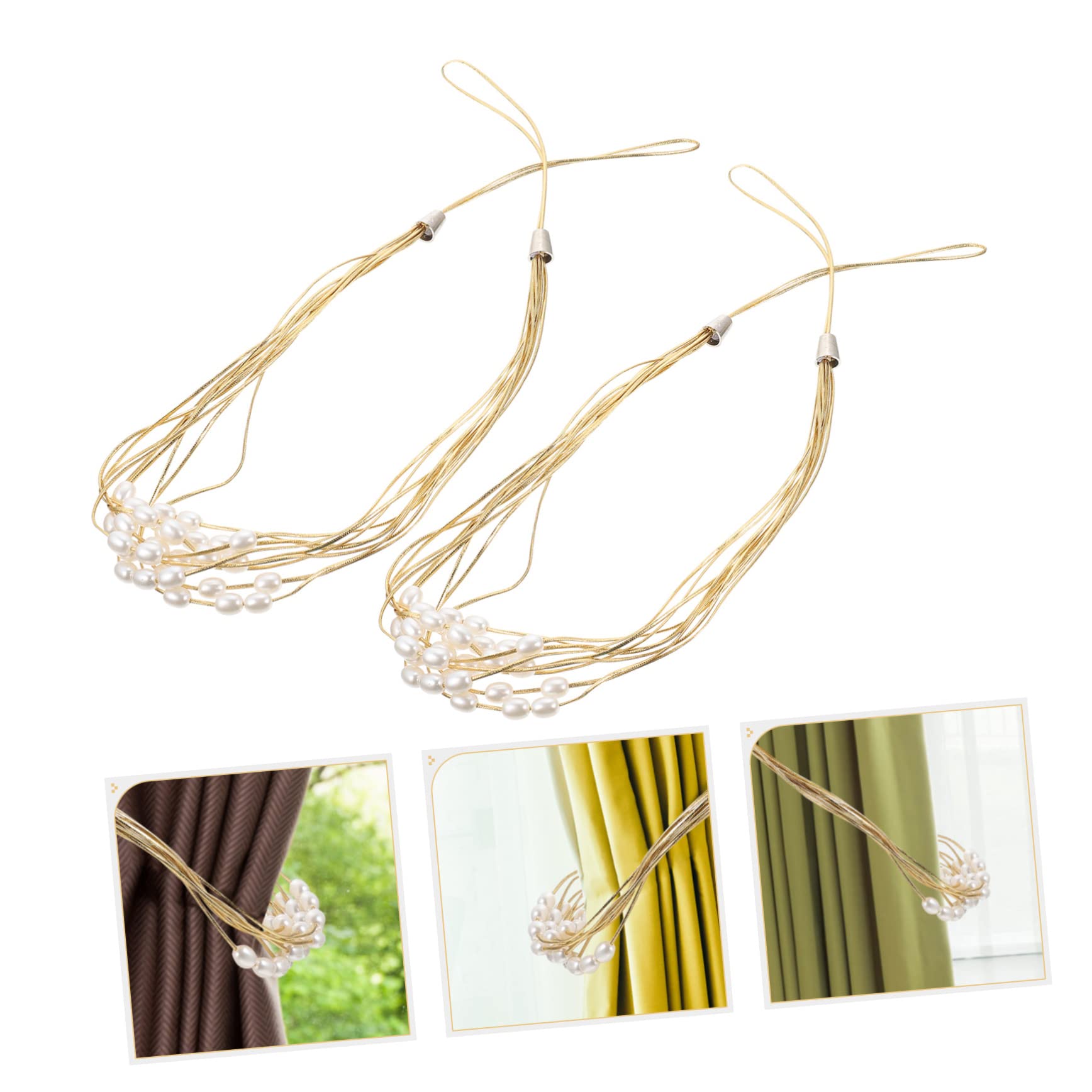 TOPBATHY Fermacravatte Per Tende Con Perle (2 Pezzi) - Eleganti E Magnetici, Addio Fori Nel Muro!