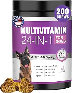 All-in-One 24-in-1 Dog Multivitamin Chews (200 Count): Comprehensive Joint, Skin, Gut, and Immune Support