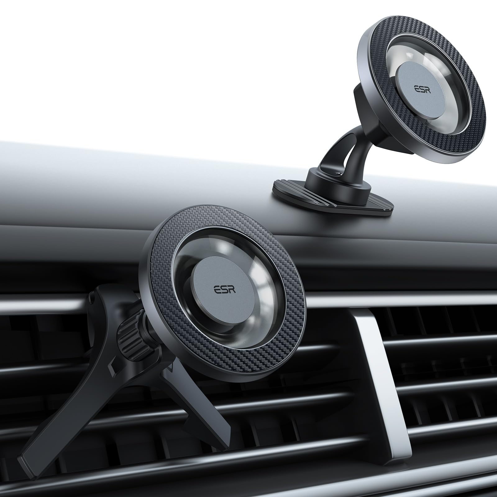 ESR for MagSafe Car Mount, Magnetic Car Phone Holder Mount, Air Vent/Dashboard Magnetic Phone Mount for iPhone 17/16/15/S25/Google Pixel 10, Strong Magnets, Charging Not Supported, Black Carbon Fiber