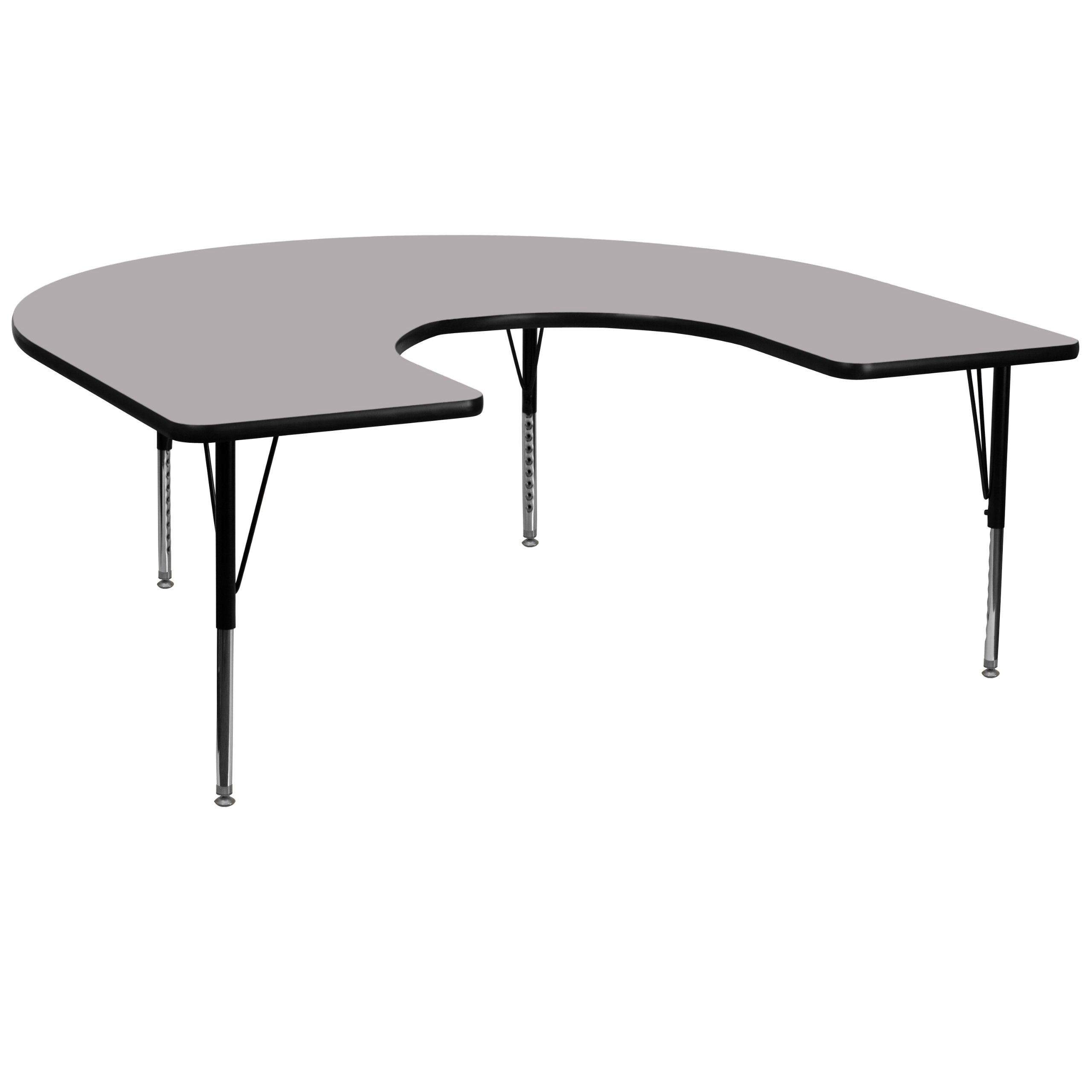 (Incomplete )Flash Furniture 60''W x 66''L Horseshoe Grey Thermal Laminate Activity Table - Height Adjustable Short Legs