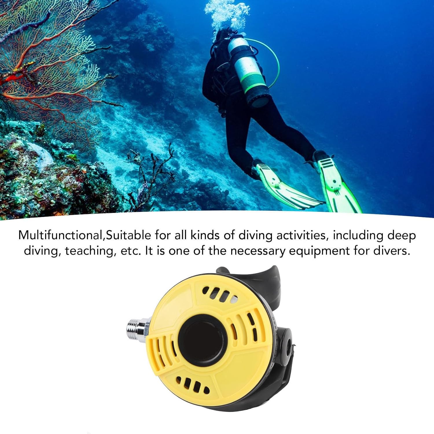 Diving Regulator Black, Multifunctional 2nd Stage with Food Grade Silicone Mouthpiece - Comfortable Fit, Efficient Exhaust System, Ideal for Recreational and Professional Use