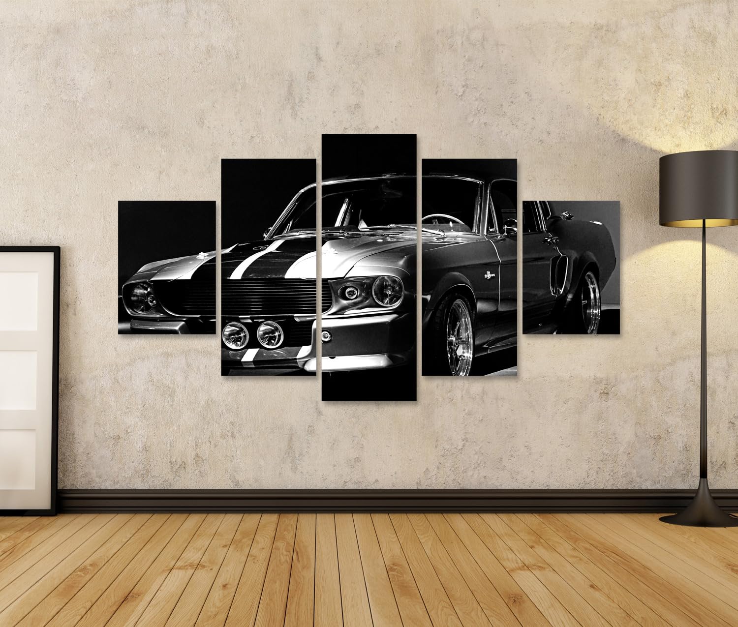islandburner Quadro su tela Auto sportiva classica in bianco e nero illuminazione Immagini da parete poster