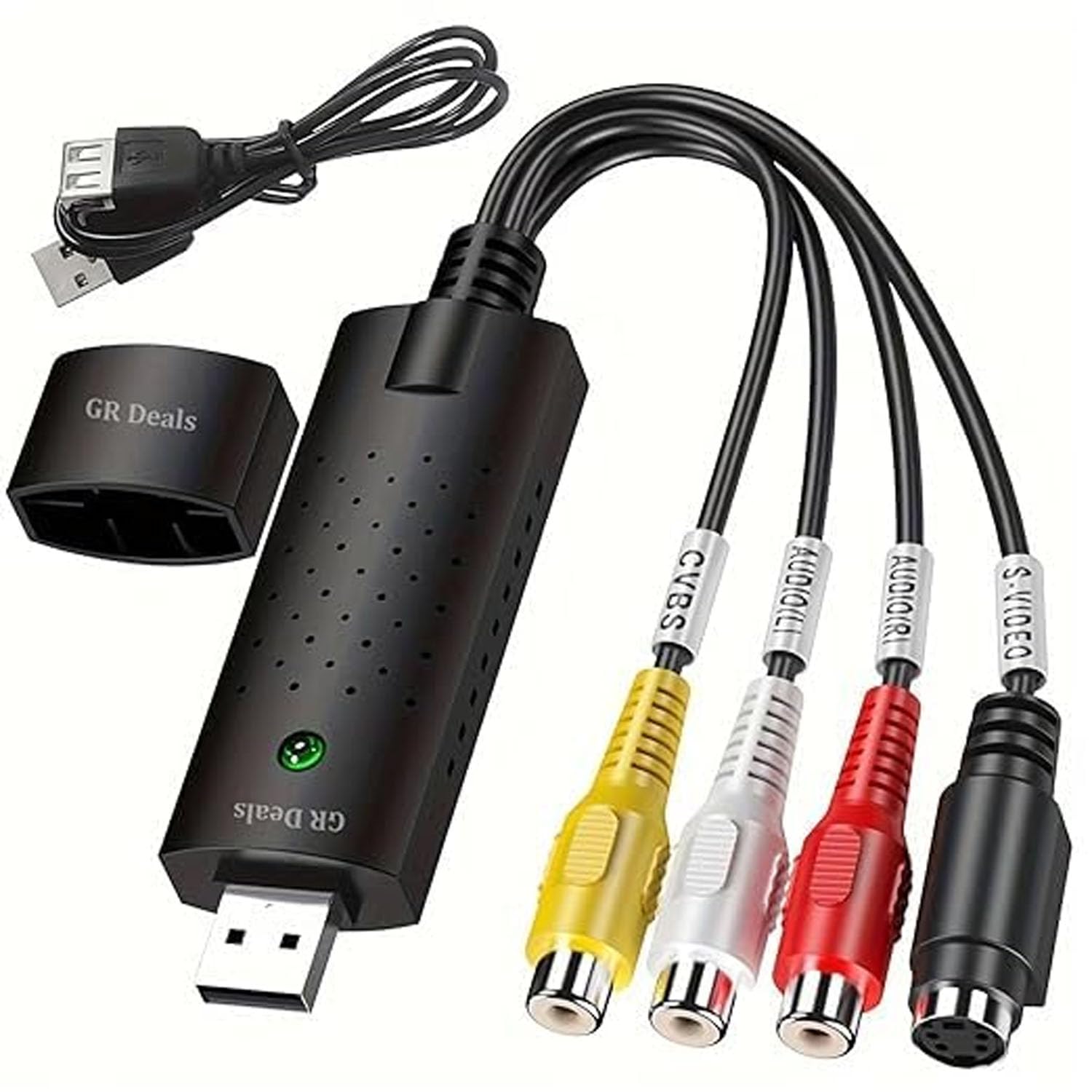 GR Deals Audio/Video Converter, 2.0 USB VHS to Digital Converter, Video Capture Card VCR TV to DVD Converter for Mak, PC Support Windows 2000/10 / 8/7 / Vista/XP/Android