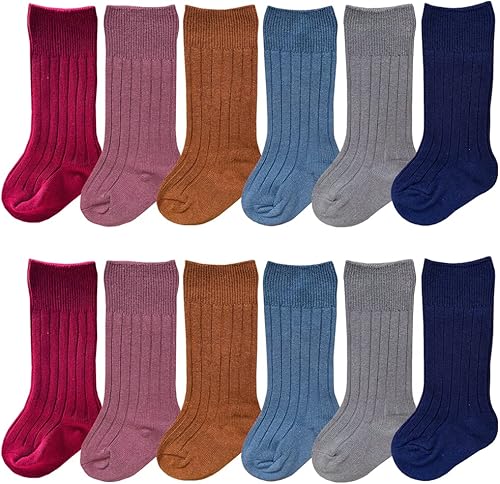 QandSweat - Calcetines altos unisex para bebé, sin costuras, para niños y niñas, de algodón, uniformes