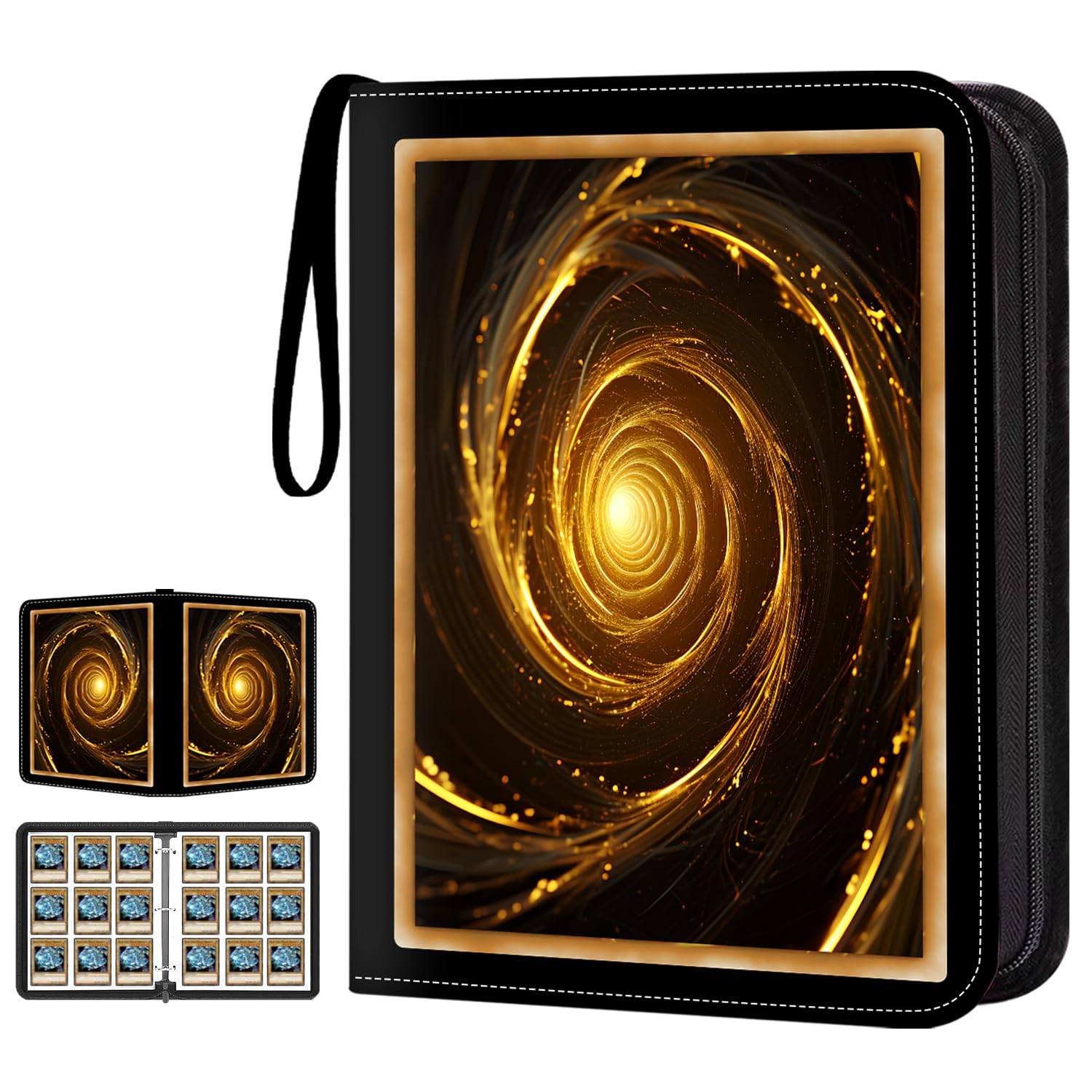 LOMONEH Trading card Binder for Yugioh Cards- 9 Pocket, Trading Card Album Fits 900 Cards with 50 Removable Sleeves, Zipper Collectible Card Holder Organizer for Yu-Gi-Oh, TCG, MTG Trading Cards