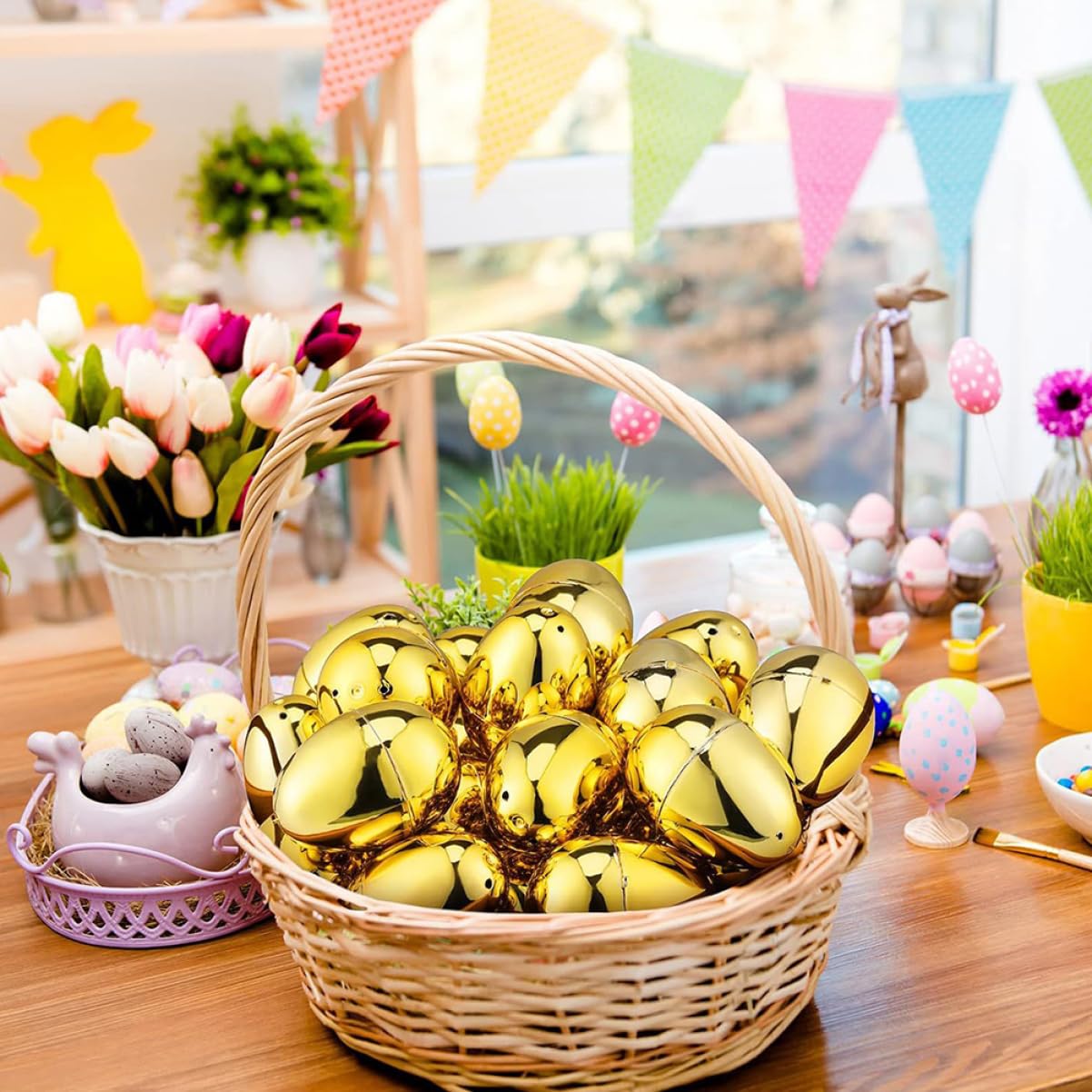 PRETYZOOM 80pezzi Uova di Pasqua Plastica Riempibili Uova Decorative per Decorazioni di Feste Pasquali e Regali