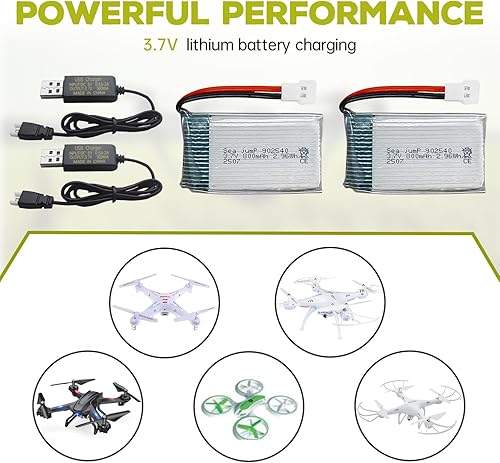 Miniatura 2 de sea jump Batería Lipo de 3.7 V 800 mAh 25C con enchufe Molex y cable de carga USB compatible con WLtoys SYMA la mayoría de drones, cuadricópteros,