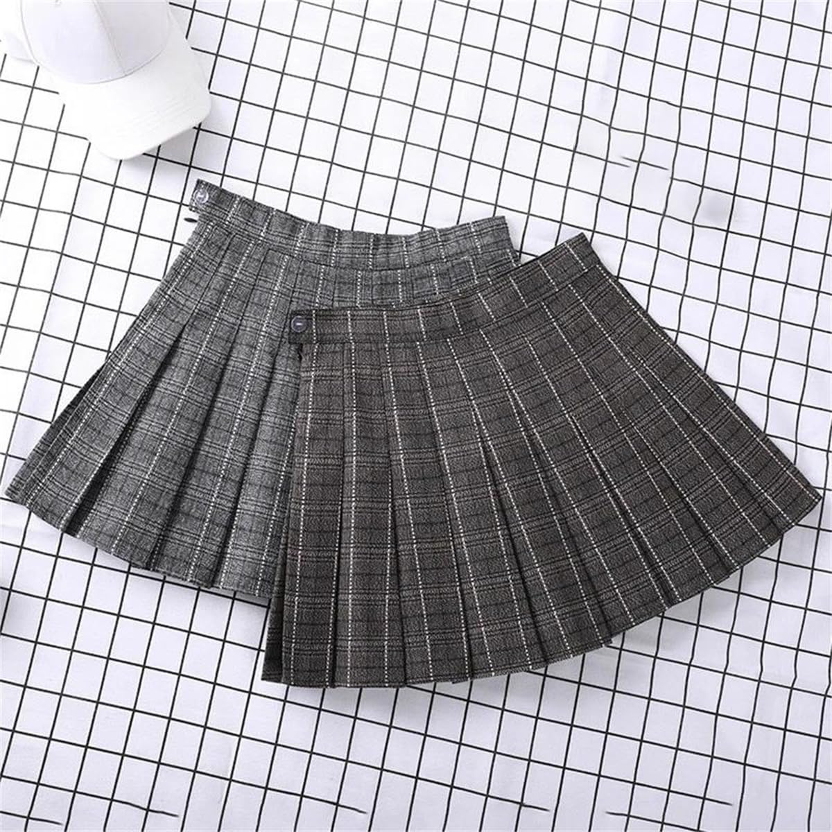 Falda Plisada, Pantalones Grises A Cuadros, Culottes De Uniforme Escolar para Mujer De Estilo Coreano, Minifalda De Corte A