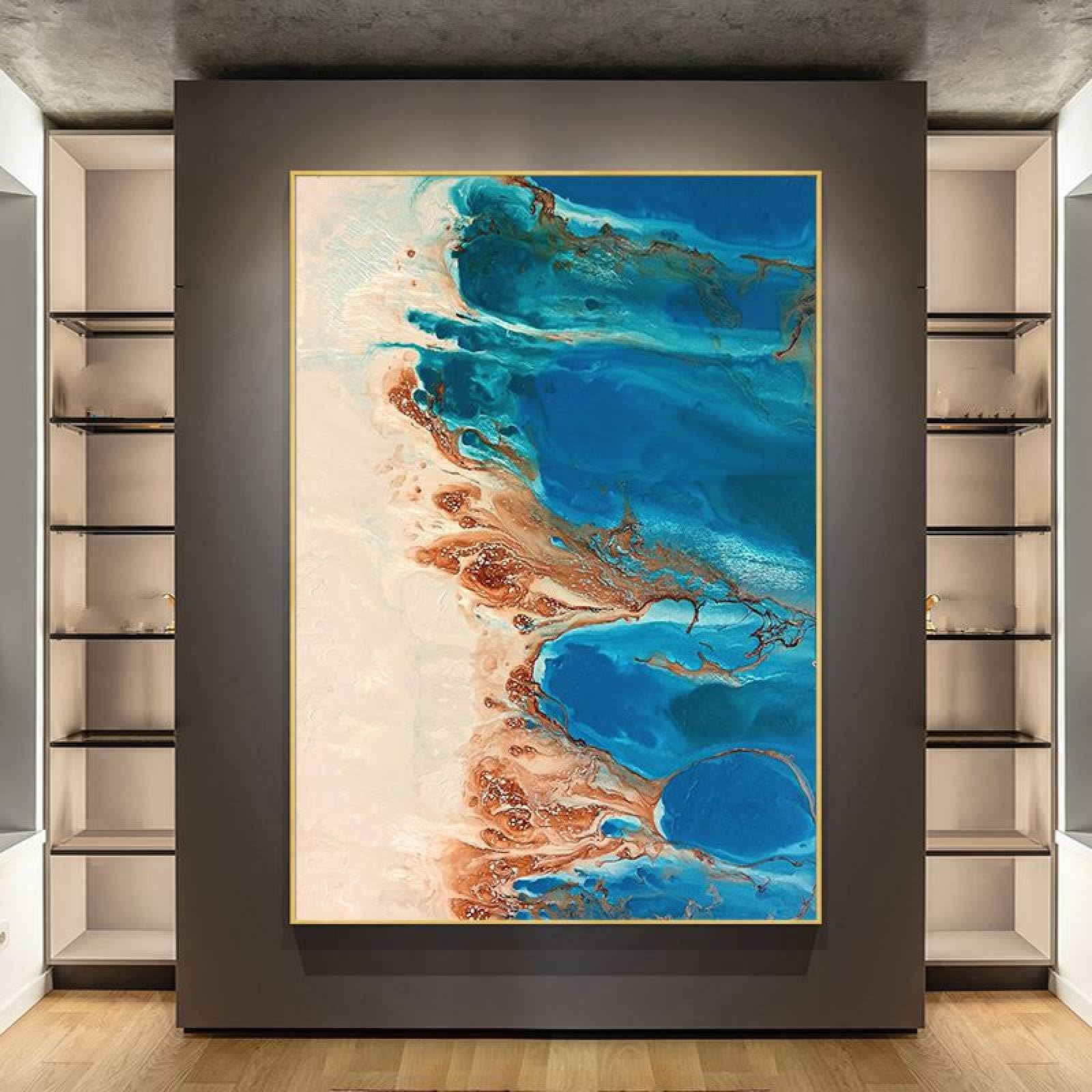 Peinture à l'huile texturée fait main grand format art luxe