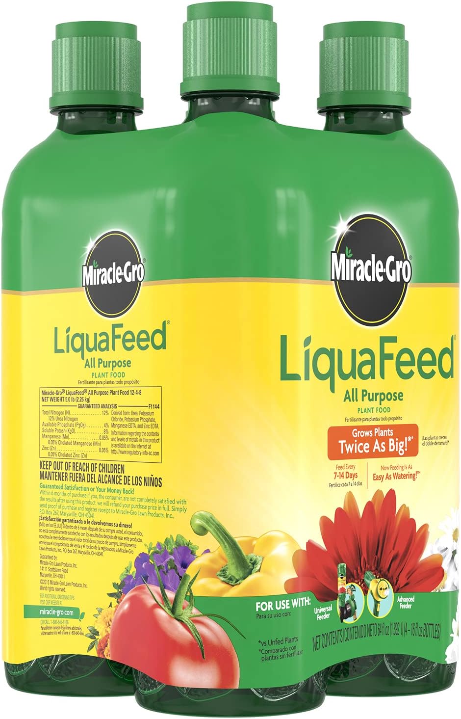 Miracle-Gro LiquaFeed All Purpose Plant Food Refills, Plant Fertilizer, 16 fl. oz., 4 Bottles/Pack (6-Pack)